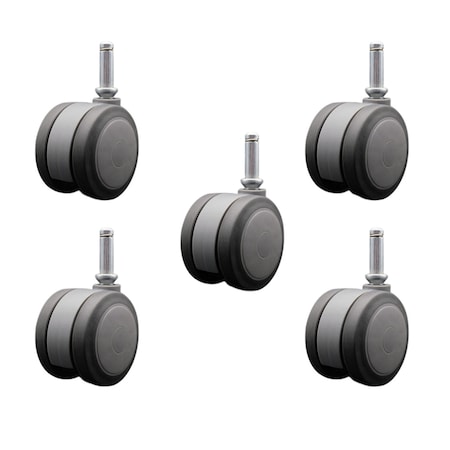 Service Caster 3'' Gray Heavy Duty Floor Safe Twin Wheel Caster 7/16 Grip Ring Stem, 5PK SCC-GR02S75-TPR-GRY-716176-5